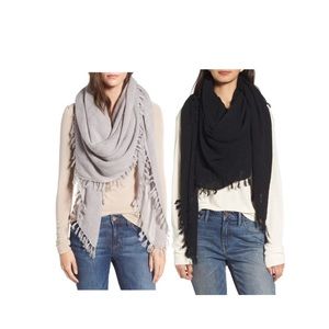 Black and grey tassel scarf